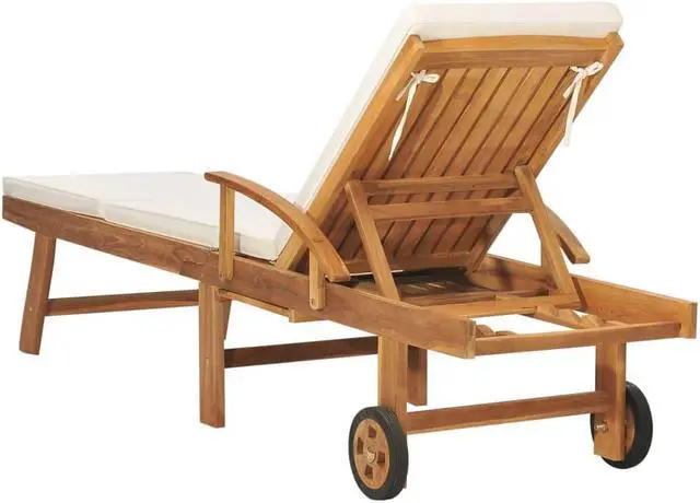 Alt view image 3 of 19 - vidaXL Patio Lounge Chair Sunlounger Deckchair with Cushion Solid Teak Wood