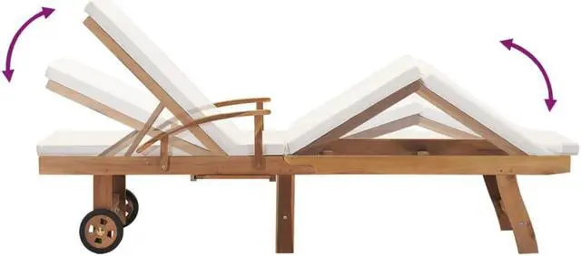 Alt view image 4 of 19 - vidaXL Patio Lounge Chair Sunlounger Deckchair with Cushion Solid Teak Wood