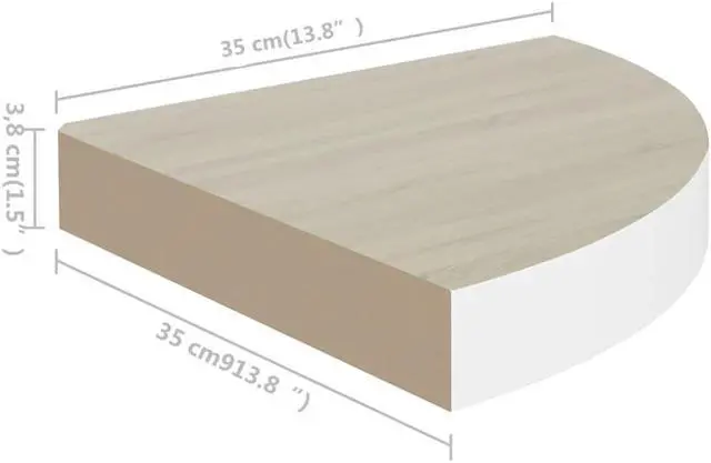 Alt view image 7 of 17 - vidaXL Wall Corner Shelf Floating Corner Shelf Display Shelf Oak and White MDF