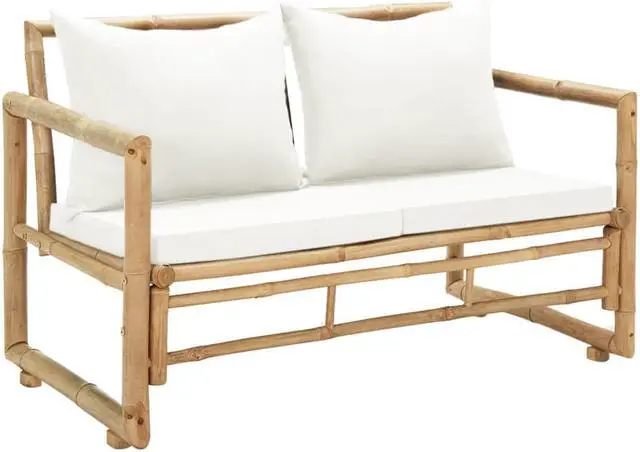 Main image of vidaXL Patio Loveseat 2 Seater Sofa for Balcony Backyard with Cushions Bamboo