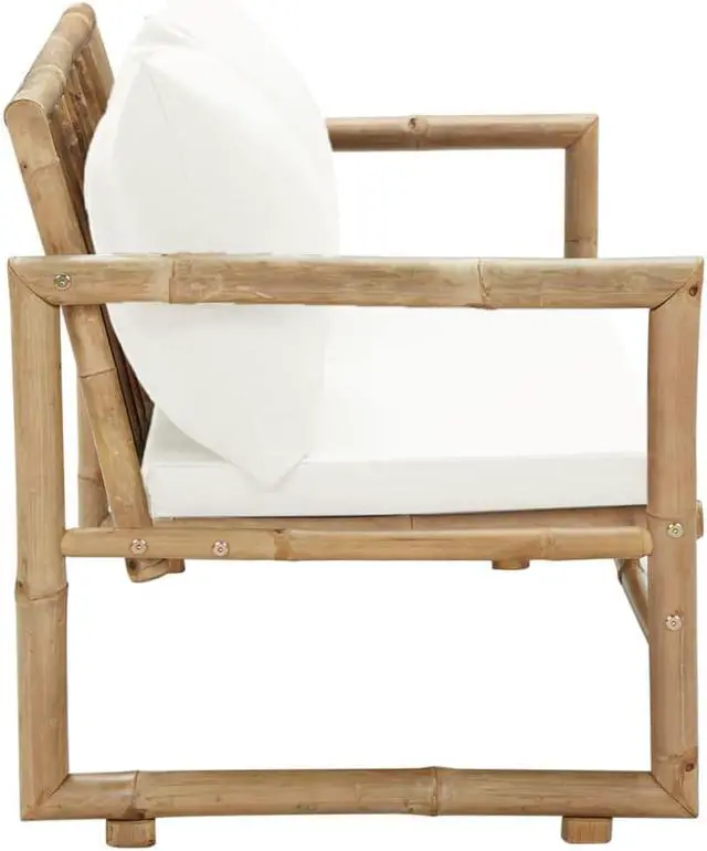 Alt view image 2 of 7 - vidaXL Patio Loveseat 2 Seater Sofa for Balcony Backyard with Cushions Bamboo