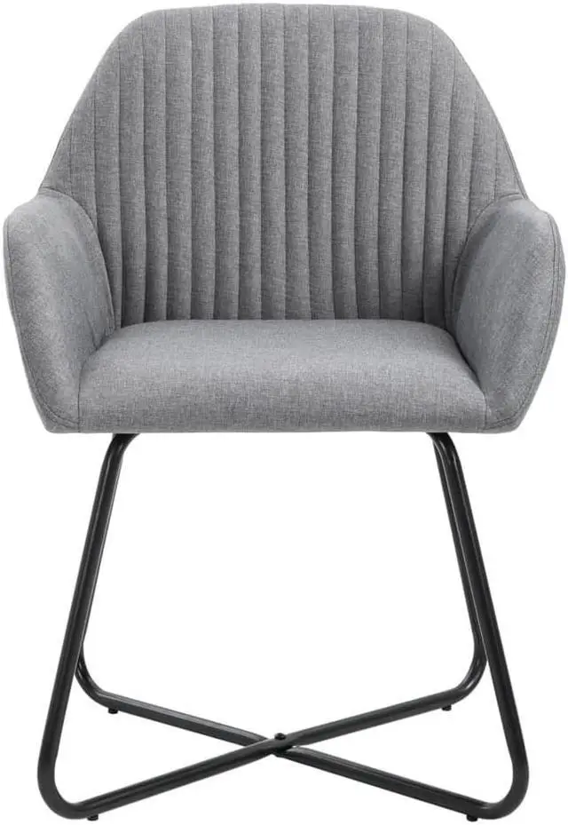 Alt view image 2 of 15 - vidaXL Dining Chairs 2 Pcs Accent Upholstered Chair with Metal Legs Gray Velvet