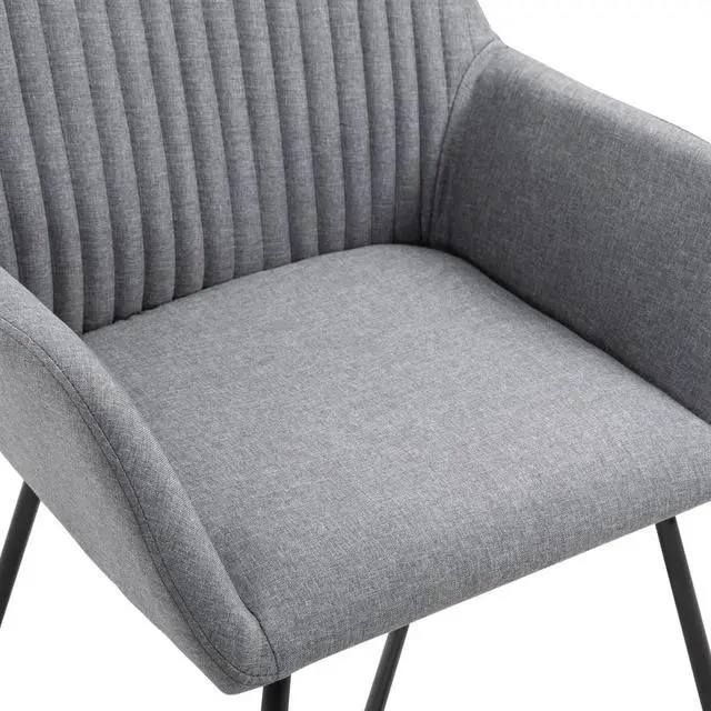 Alt view image 5 of 15 - vidaXL Dining Chairs 2 Pcs Accent Upholstered Chair with Metal Legs Gray Velvet