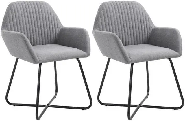 Main image of vidaXL Dining Chairs 2 Pcs Accent Upholstered Chair with Metal Legs Gray Velvet