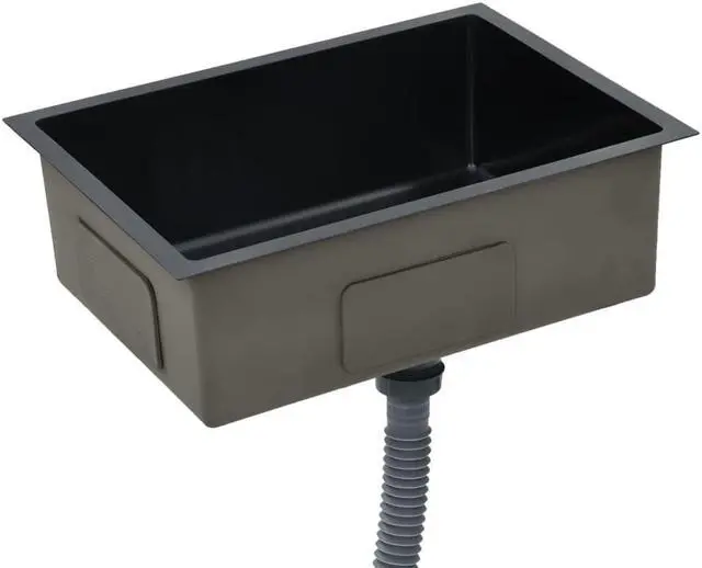 Alt view image 2 of 19 - vidaXL Kitchen Sink Undermount Sink with Strainer Black Stainless Steel Sink