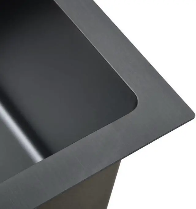 Alt view image 4 of 19 - vidaXL Kitchen Sink Undermount Sink with Strainer Black Stainless Steel Sink