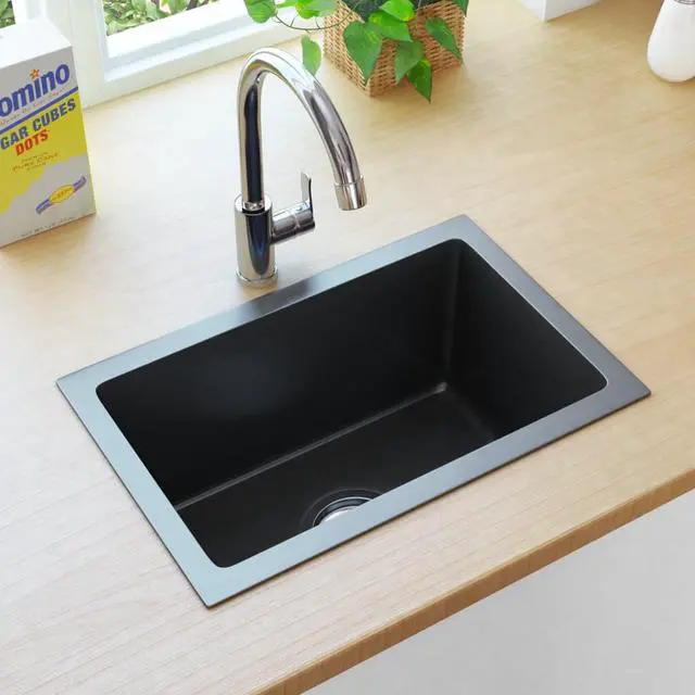 Main image of vidaXL Handmade Kitchen Sink Black Stainless Steel Under-Mount Sink Basin
