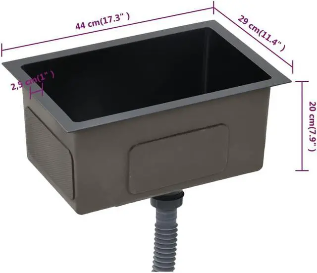 Alt view image 6 of 20 - vidaXL Handmade Kitchen Sink Black Stainless Steel Under-Mount Sink Basin