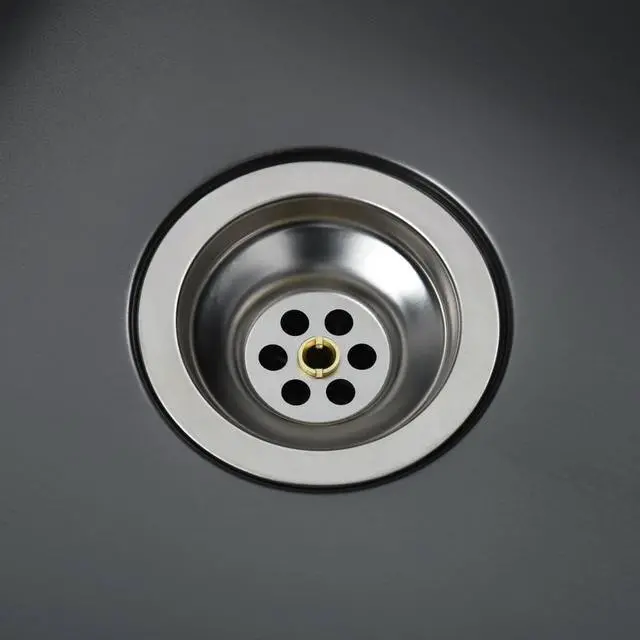 Alt view image 5 of 12 - vidaXL Kitchen Sink Undermount Sink with Strainer Black Stainless Steel Sink