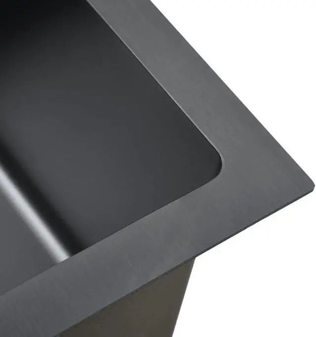 Alt view image 4 of 19 - vidaXL Kitchen Sink Undermount Sink with Strainer Black Stainless Steel Sink