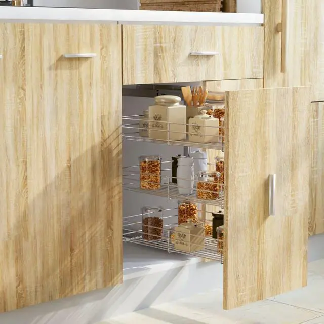 Main image of vidaXL Slide Out Pantry Shelves 3-Tier Pull Out for 14.6"x13.8"x23.6" Cabinet