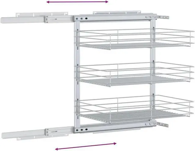 Alt view image 5 of 10 - vidaXL Slide Out Pantry Shelves 3-Tier Pull Out for 14.6"x13.8"x23.6" Cabinet