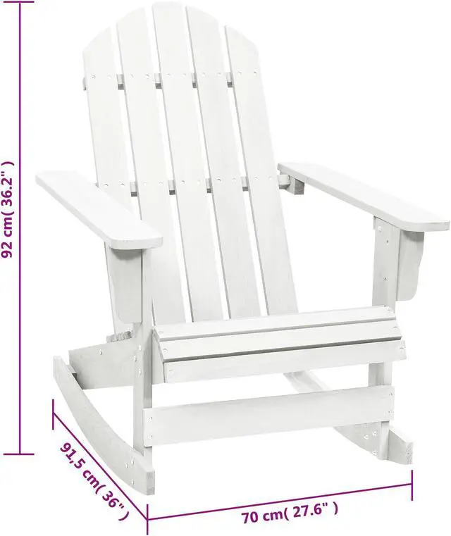 Alt view image 14 of 14 - vidaXL Garden Rocking Chair Wood White