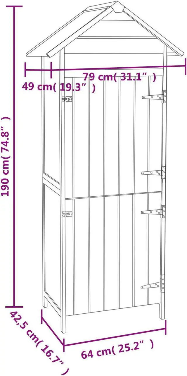 Alt view image 12 of 14 - vidaXL Patio Storage Cabinet Brown 16.7"x25.2"x74.8"