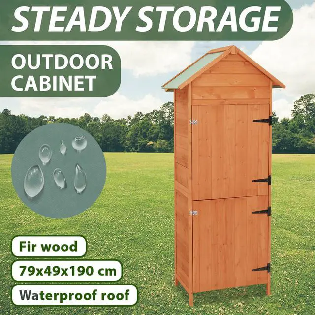 Alt view image 14 of 14 - vidaXL Patio Storage Cabinet Brown 16.7"x25.2"x74.8"
