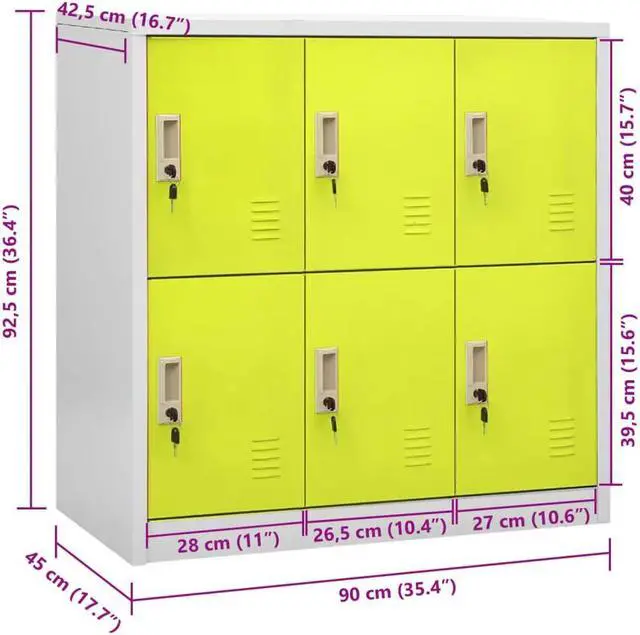 Alt view image 13 of 18 - vidaXL Locker Cabinet Storage Cabinet File Cabinet Light Gray and Green Steel