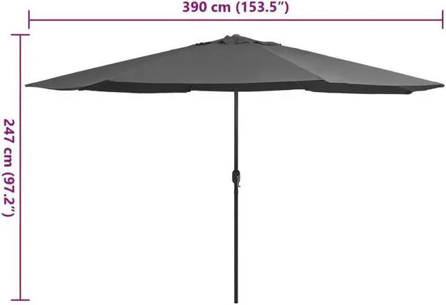 Alt view image 5 of 11 - vidaXL Garden Parasol Outdoor Patio Sunshade for Garden Backyard Anthracite