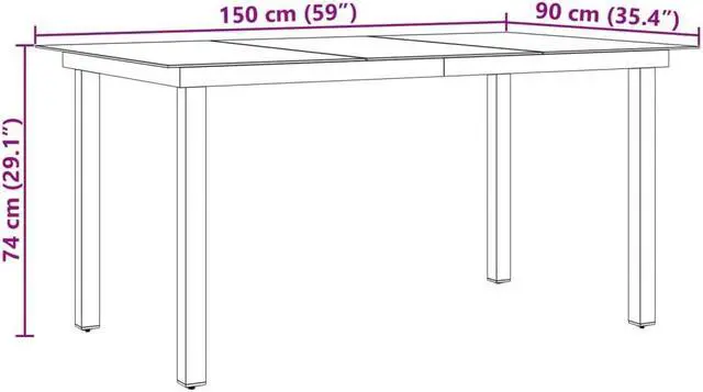 Alt view image 7 of 9 - vidaXL Patio Dining Table Garden Furniture for Backyard Balcony Aluminum Glass