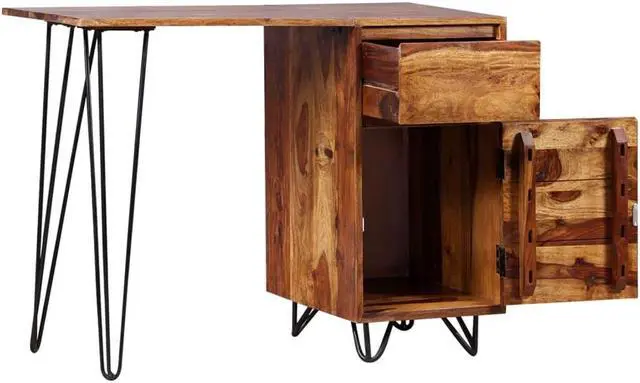 Alt view image 2 of 15 - vidaXL Writing Desk Honey Brown Solid Acacia Wood Medium Writing Desk