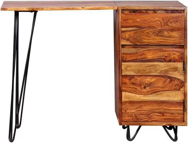 Alt view image 14 of 15 - vidaXL Writing Desk Honey Brown Solid Acacia Wood Medium Writing Desk