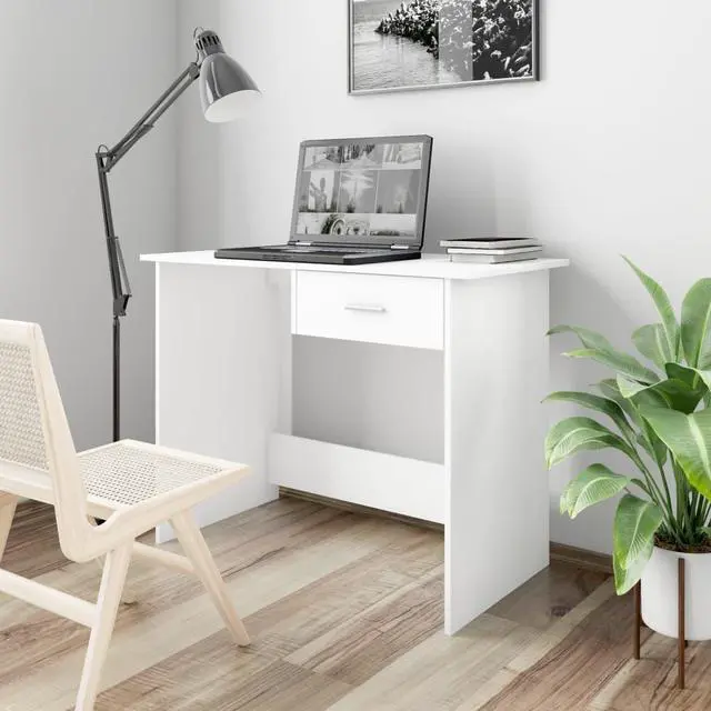 Main image of vidaXL Desk Computer Desk Home Office Desk Workstation White Engineered Wood