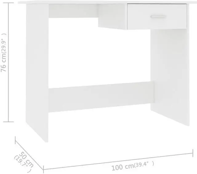 Alt view image 4 of 8 - vidaXL Desk Computer Desk Home Office Desk Workstation White Engineered Wood