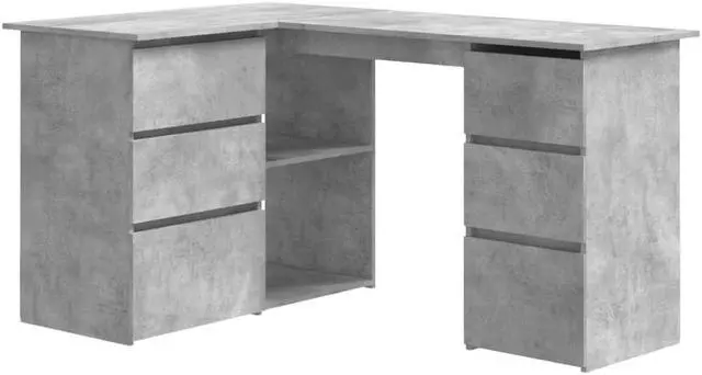 Alt view image 2 of 6 - vidaXL Corner Desk Computer Desk Home Office Desk Concrete Gray Engineered Wood