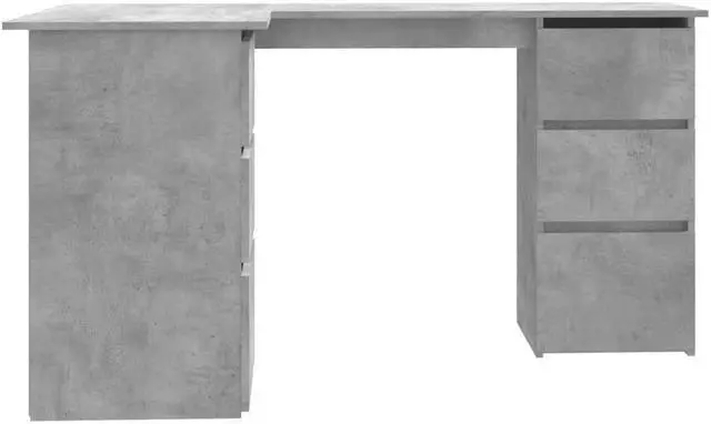 Alt view image 3 of 6 - vidaXL Corner Desk Computer Desk Home Office Desk Concrete Gray Engineered Wood