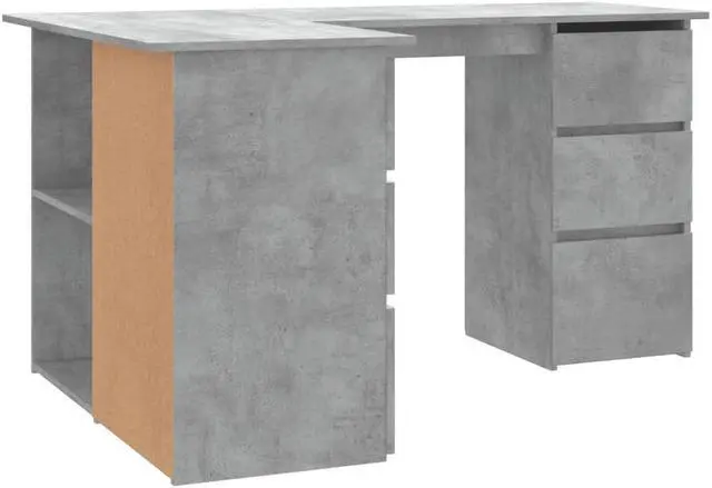 Alt view image 6 of 6 - vidaXL Corner Desk Computer Desk Home Office Desk Concrete Gray Engineered Wood