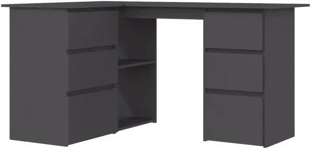 Alt view image 2 of 6 - vidaXL Corner Desk Computer Desk Home Office Workstation Gray Engineered Wood