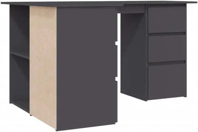 Alt view image 5 of 6 - vidaXL Corner Desk Computer Desk Home Office Workstation Gray Engineered Wood