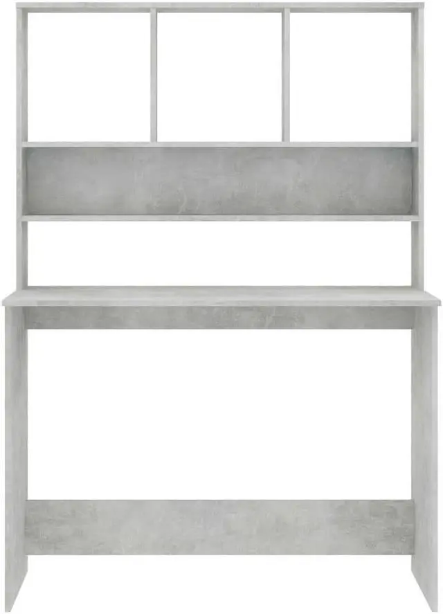 Alt view image 3 of 13 - vidaXL Desk with Shelves Home Office Computer Desk Concrete Gray Engineered Wood