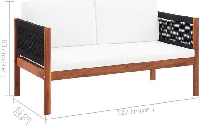 Alt view image 3 of 10 - vidaXL 2 Seater Sofa Couch with Cushions Patio Love Seat Solid Acacia Wood