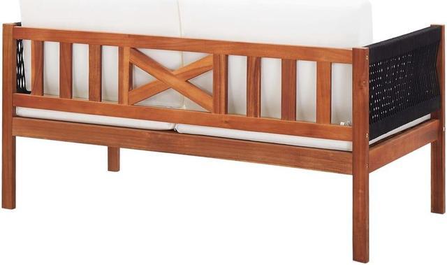 Alt view image 4 of 10 - vidaXL 2 Seater Sofa Couch with Cushions Patio Love Seat Solid Acacia Wood
