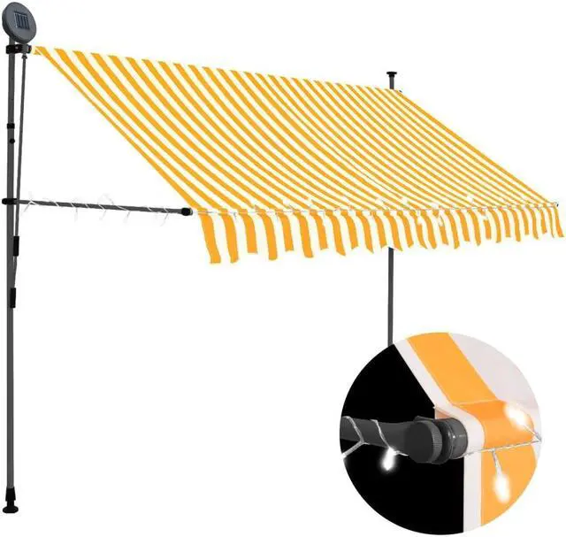 Main image of vidaXL Manual Retractable Awning with LED 98.4" White and Orange
