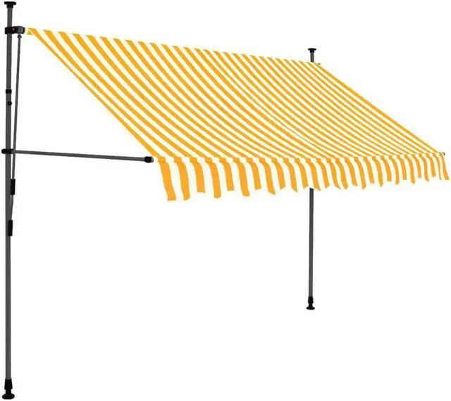 Alt view image 2 of 6 - vidaXL Manual Retractable Awning with LED 98.4" White and Orange