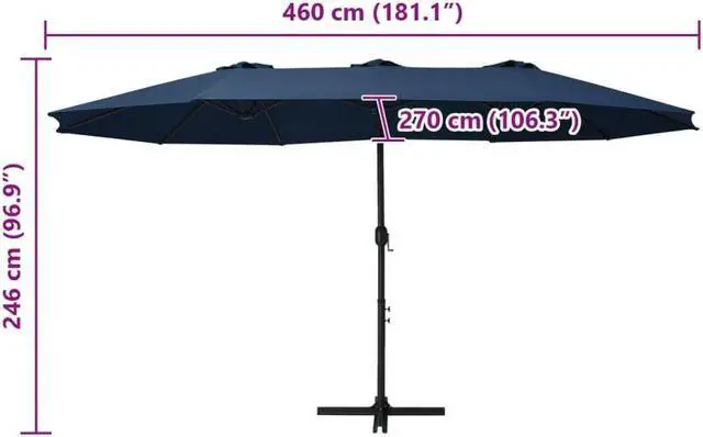 Alt view image 7 of 13 - vidaXL Garden Parasol with Steel Pole 240 cm Anthracite