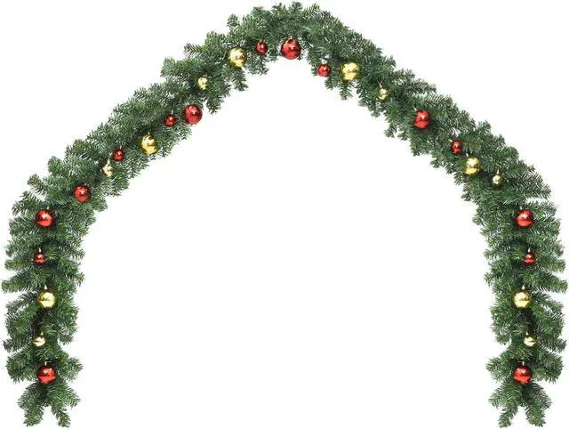 Alt view image 3 of 12 - vidaXL Christmas Garland Artificial Xmas Garland with Baubles and LED Lights