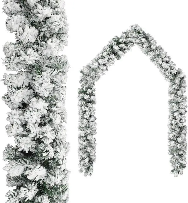 Alt view image 3 of 11 - vidaXL Christmas Garland with Flocked Snow Green 16.4' PVC