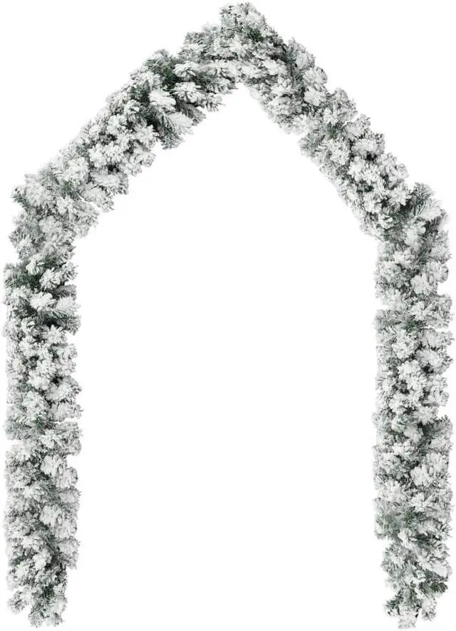 Alt view image 4 of 11 - vidaXL Christmas Garland with Flocked Snow Green 16.4' PVC