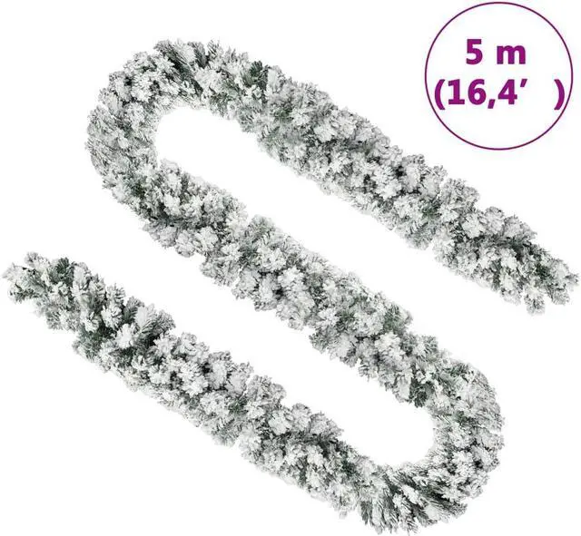 Alt view image 5 of 11 - vidaXL Christmas Garland with Flocked Snow Green 16.4' PVC