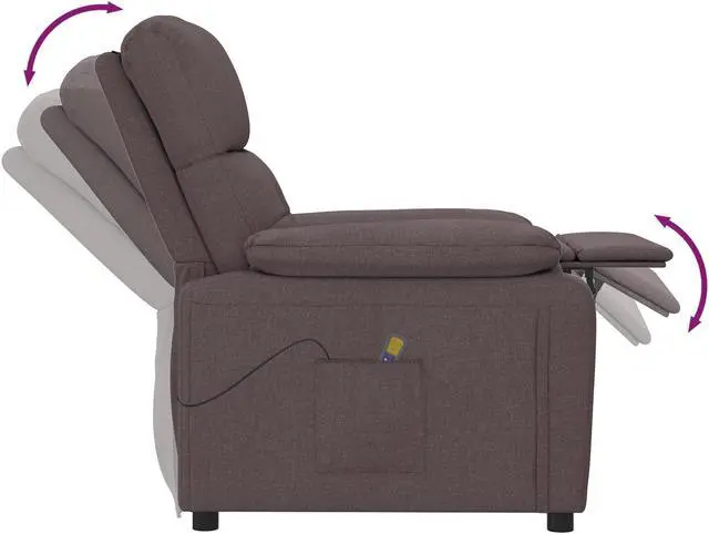 Alt view image 5 of 15 - vidaXL Massage Chair Leisure Adjustable Chair for Home Theater Dark Brown Fabric