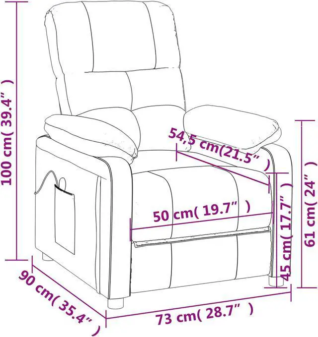 Alt view image 15 of 15 - vidaXL Massage Chair Leisure Adjustable Chair for Home Theater Dark Brown Fabric