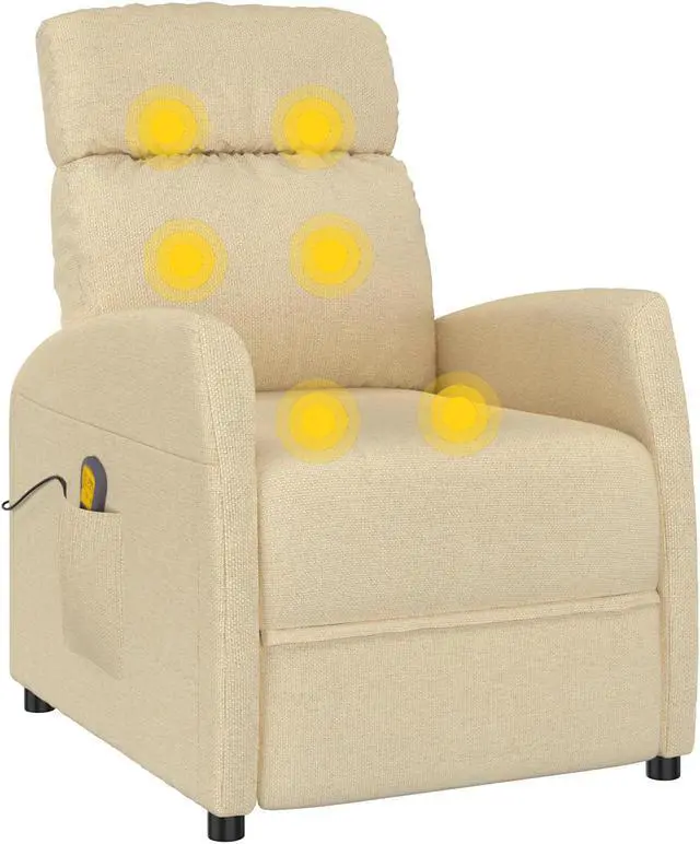 Alt view image 5 of 17 - vidaXL Massage Chair Electric Massaging Recliner Chair for Elderly Cream Fabric