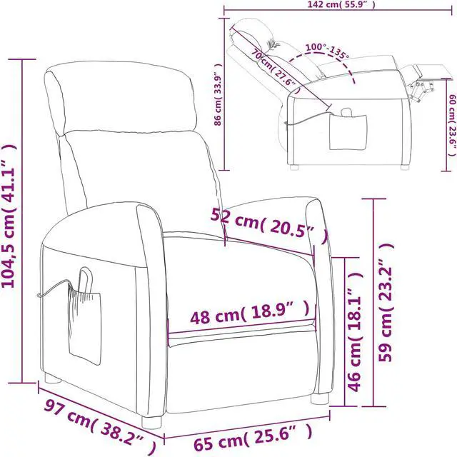 Alt view image 16 of 17 - vidaXL Massage Chair Electric Massaging Recliner Chair for Elderly Cream Fabric