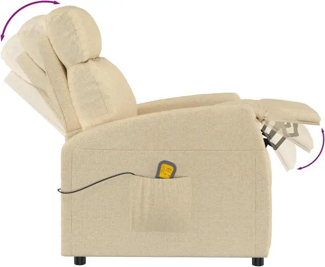 Alt view image 17 of 17 - vidaXL Massage Chair Electric Massaging Recliner Chair for Elderly Cream Fabric