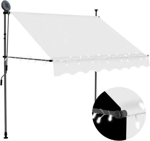 Main image of vidaXL Retractable Awning Patio Awning with Hand Crank and LED 59.1" Cream