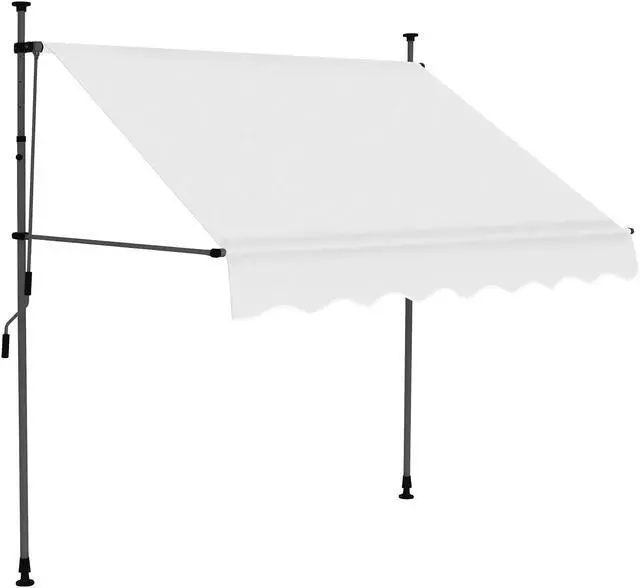 Alt view image 2 of 7 - vidaXL Retractable Awning Patio Awning with Hand Crank and LED 59.1" Cream