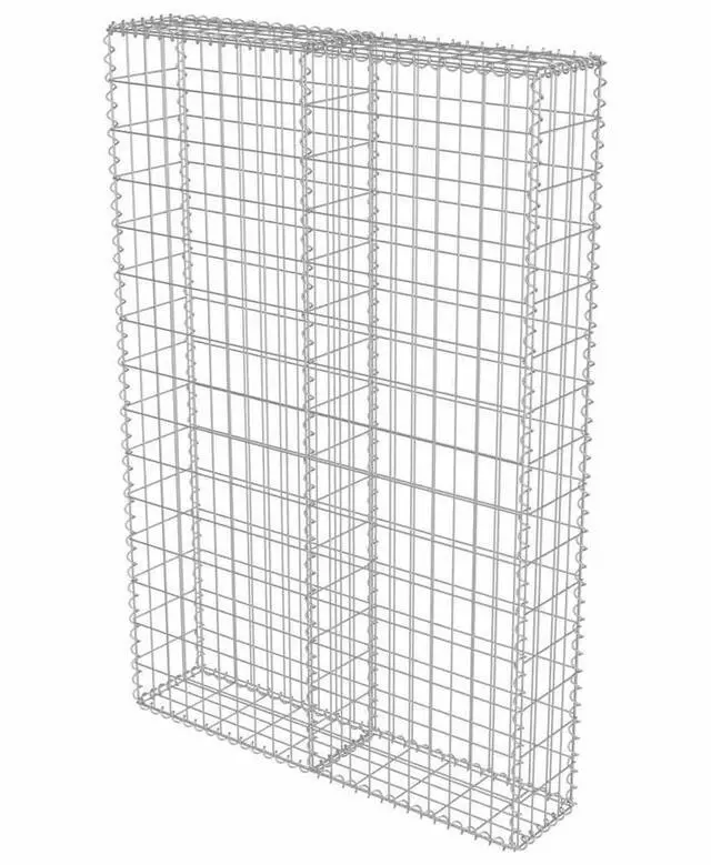 Alt view image 3 of 10 - vidaXL Gabion Basket with Lids, Galvanized Steel Gabion Wall, Rectangular Gabion Cage for Garden, High Load Capacity, 39,4"x7,9"x59,1"