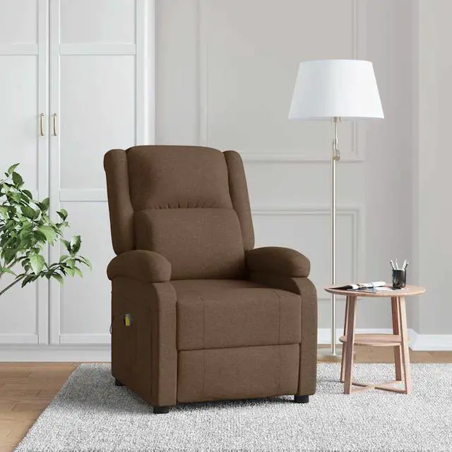 Main image of vidaXL Massage Chair Adjustable Wingback Push Armchair Furniture Brown Fabric